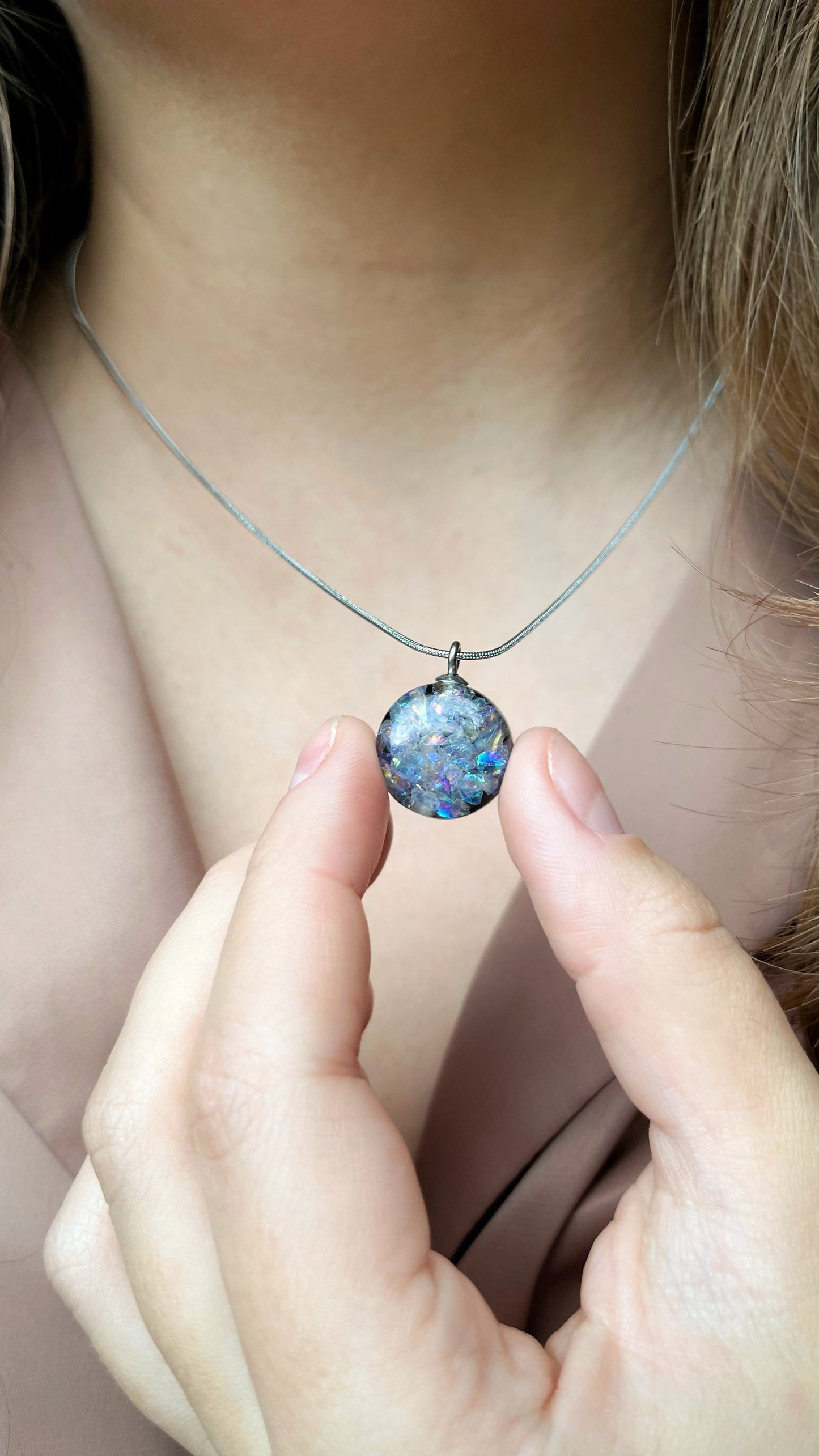 Crushed glass pendant
