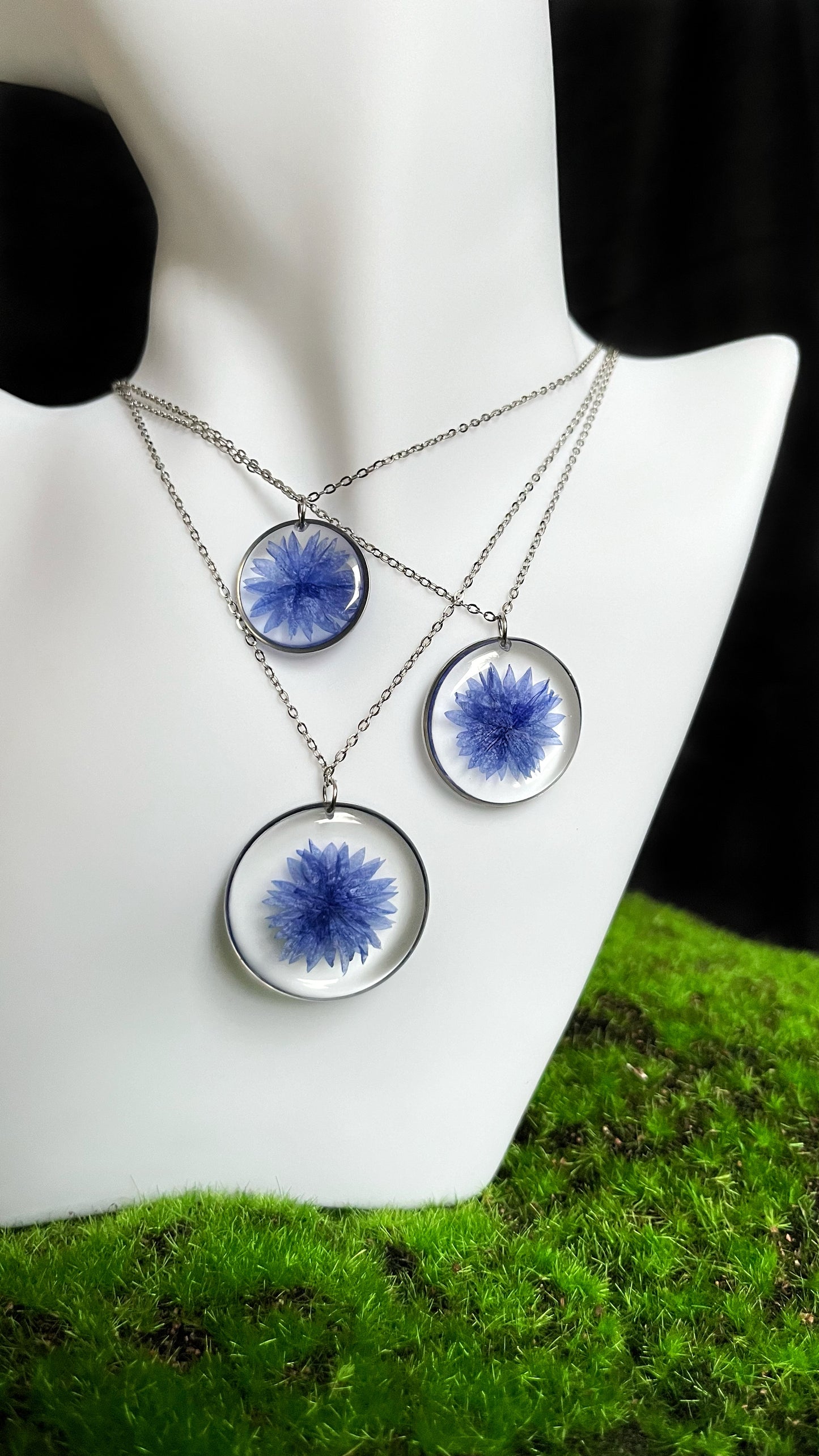 Cornflower pendants
