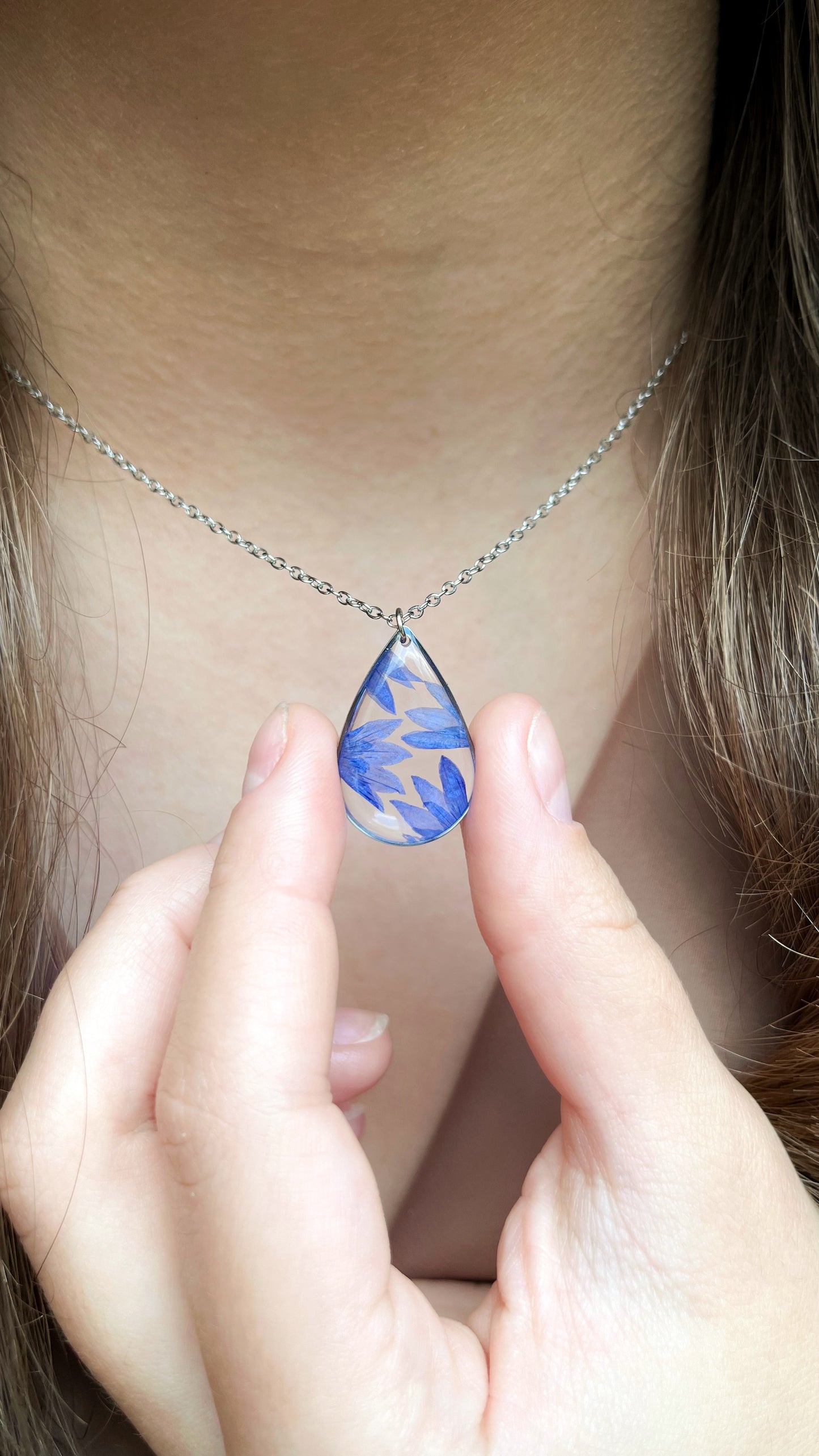 Cornflower pendant (made to order)