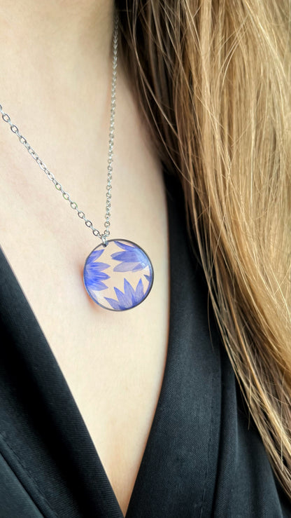 Cornflower pendant (made to order)