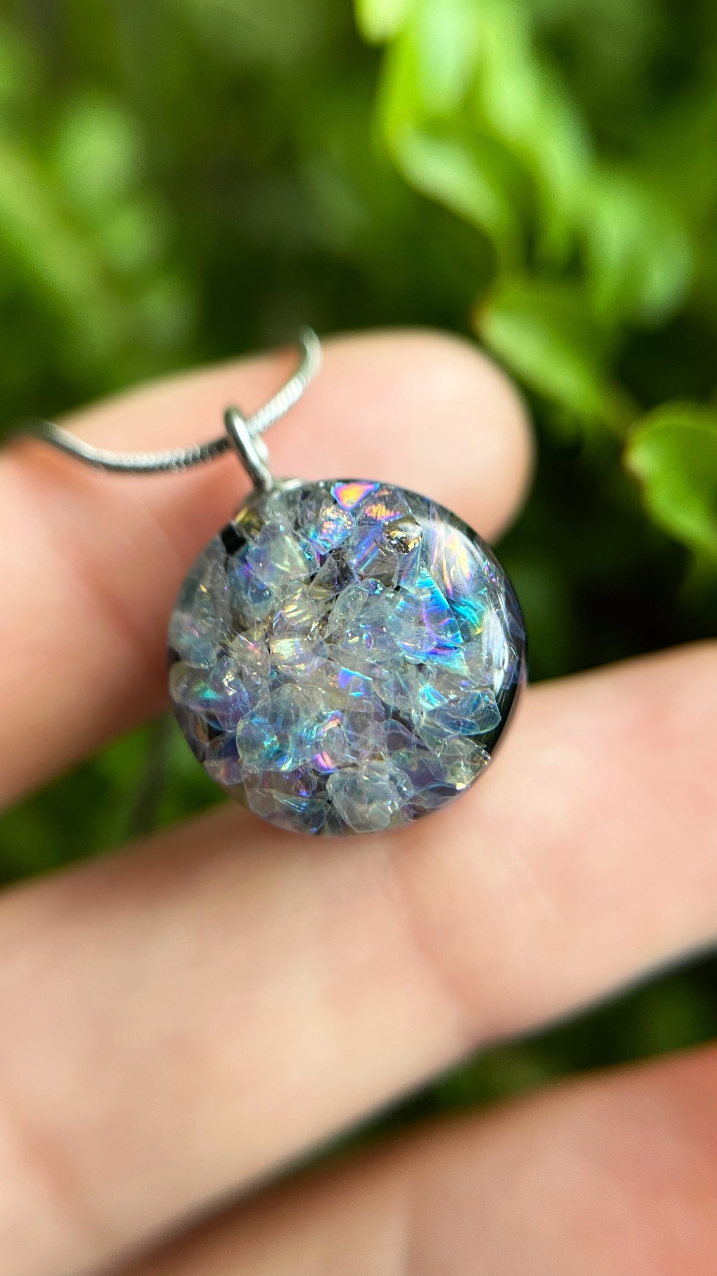 Crushed glass pendant